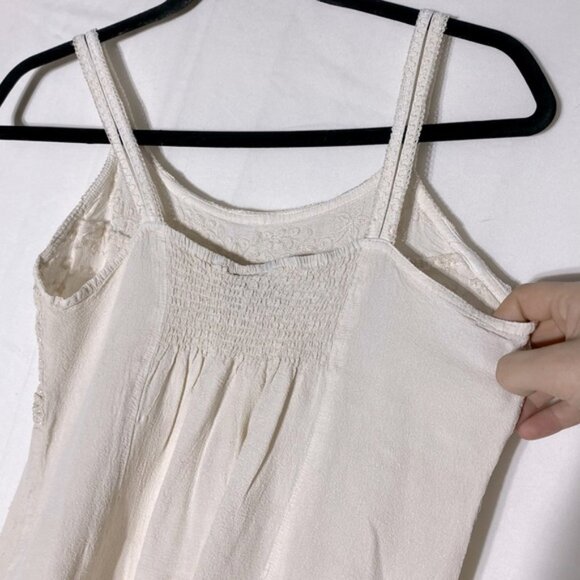 Vintage Y2K Meadow Lane Cream Embroidered Babydoll Spaghetti Strap Tank Top M - Picture 10 of 13